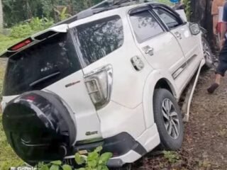 Mobil Kades Mekarsari Tabrak Pohon Besar di Cianjur