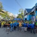 DPD KNPI Makassar Berbagi Ratusan Paket Sembako untuk Driver Ojol