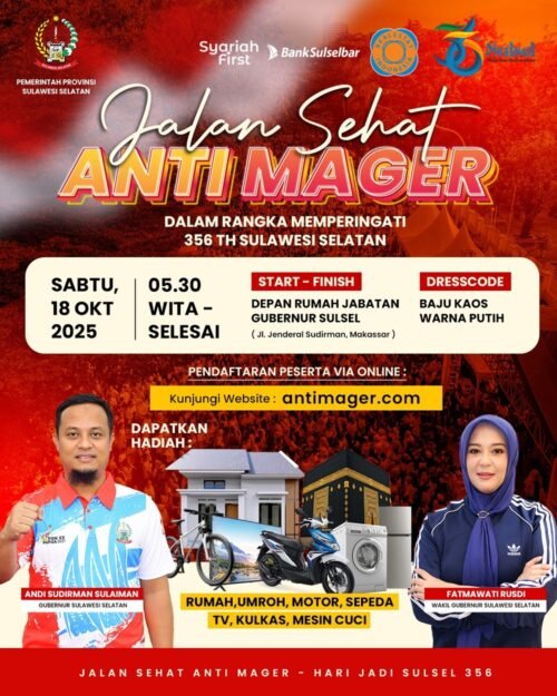 Jalan Sehat Anti Mager HUT ke-356 Sulsel